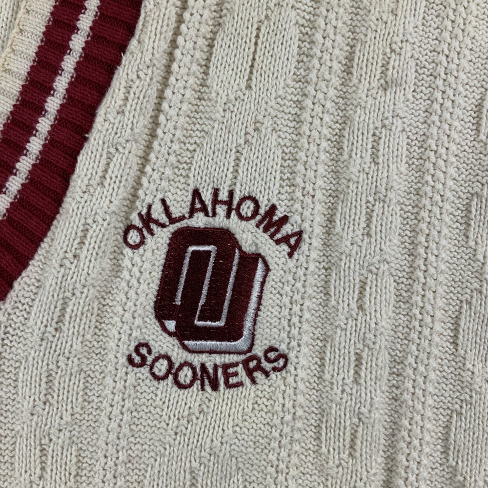 Vintage Nutmeg Mills Oklahoma Sooners Varsity‎ Cable Knit Sweater size Large VTG - Picture 3 of 9